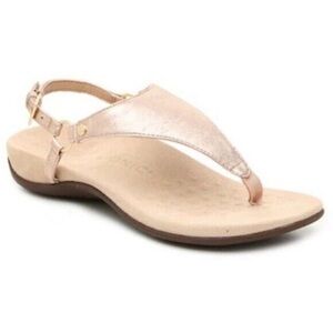 Vionic Womens Kirra Backstrap Sandal Metallic Rose Gold Orthotic Shoes